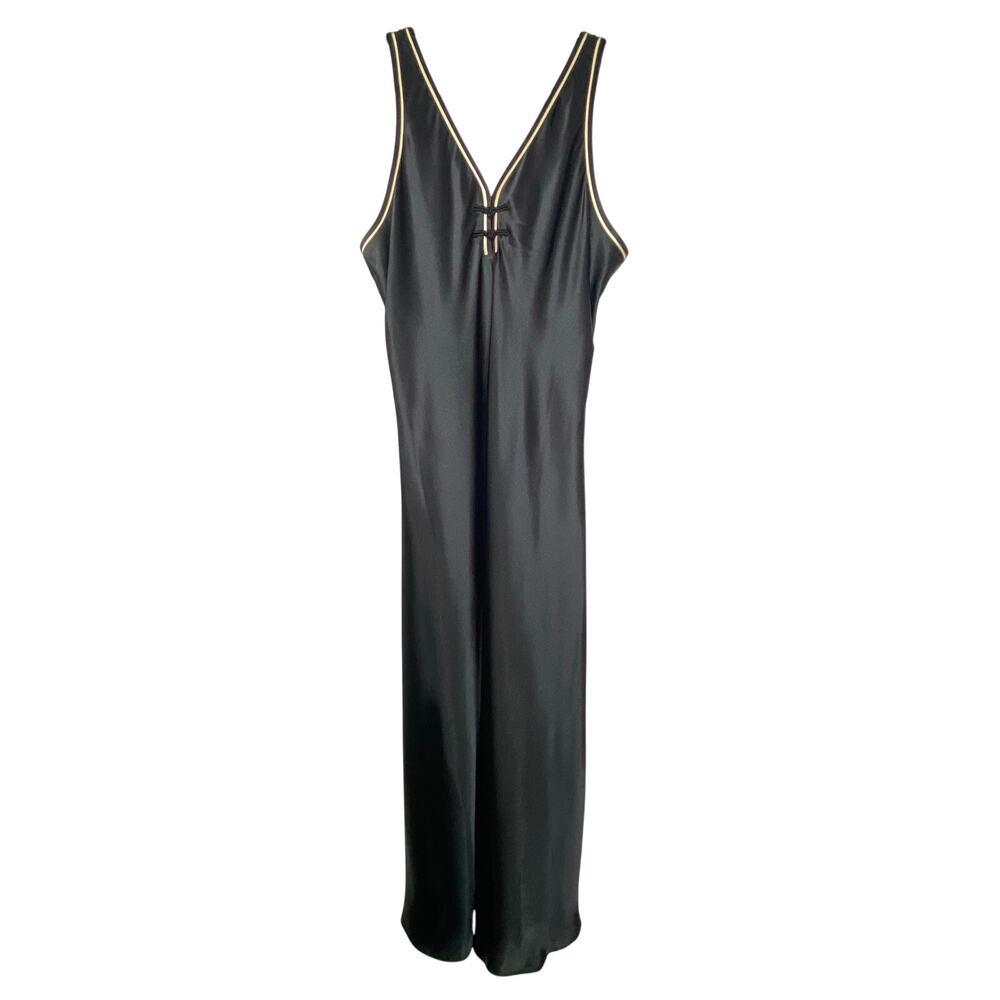 Jones New York 90s Black Satin Maxi Dress Size XL Whimsygoth Dark Romantic